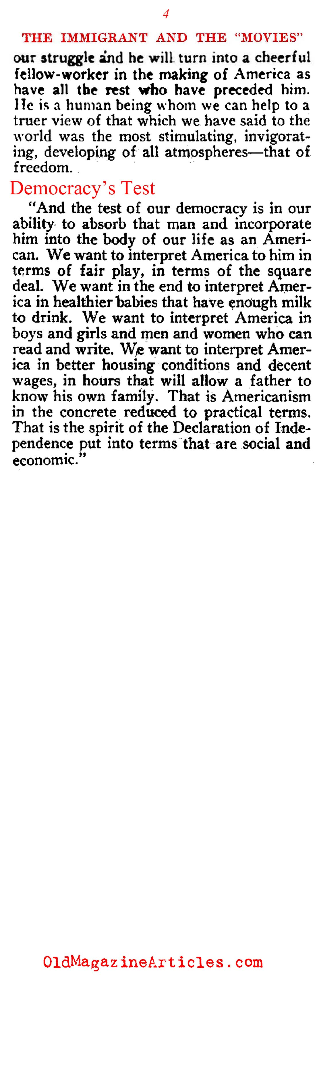 Movies will Promote Americanism (Touchstone Magazine, 1920)